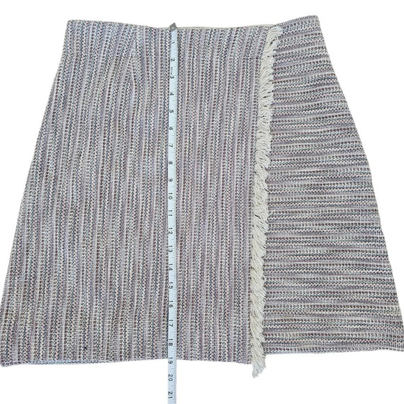 Anthropologie Maeve tweed fringe wrap skirt white red blue size 4 NWOT - Picture 9 of 14